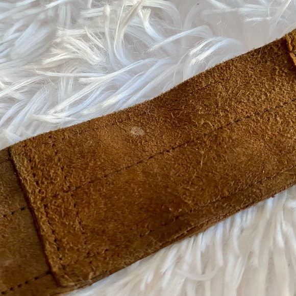 Areitio brown and tan shearling square shoulder bag with suede patchwork straps - Picture 5 of 11